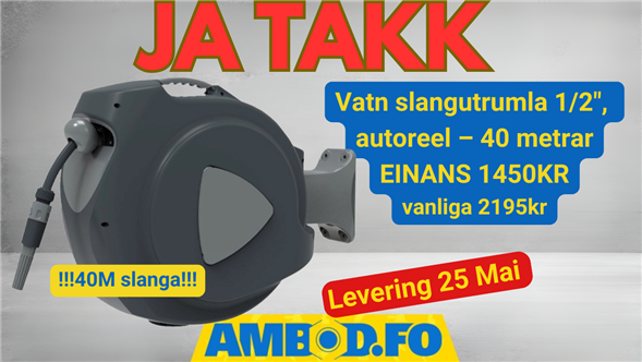 Slangutrumla 1/2″, autoreel – 40 metrar - EINANS 1450KR